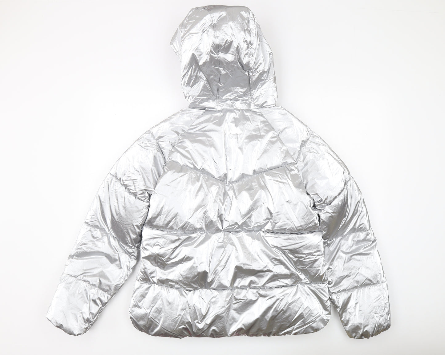 Marks and Spencer Girls Silver Puffer Jacket 13-14Y Hooded