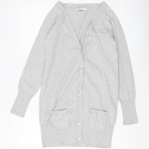 Zara Women's Grey Cardigan - Size 8, Pockets