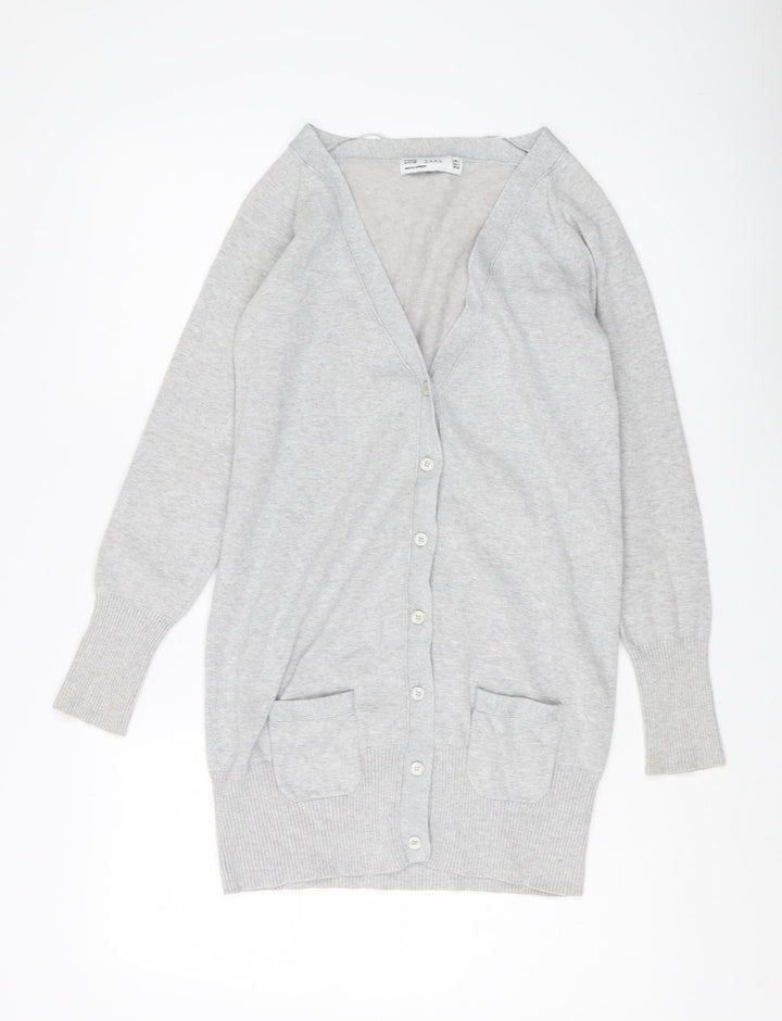 Zara Women's Grey Cardigan - Size 8, Pockets
