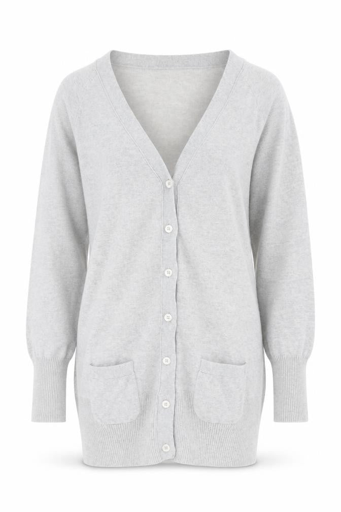Front view of Zara Women's Grey Cardigan -, size 8, Pockets