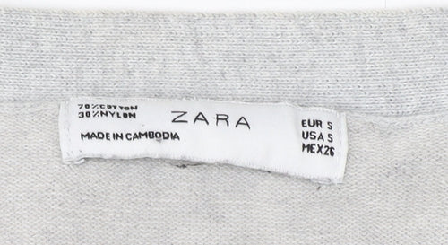 Zara Women's Grey Cardigan - Size 8, Pockets