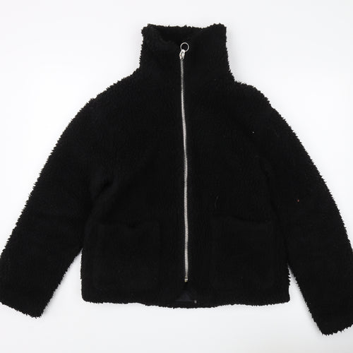 Topshop Women's Black Fleece Jacket S Casual