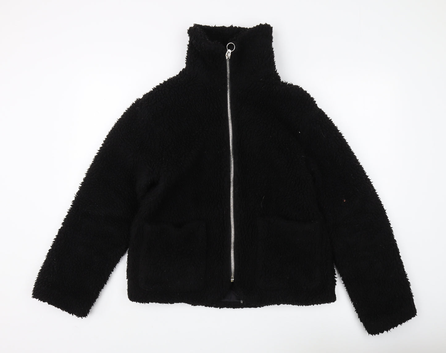 Topshop Women's Black Fleece Jacket S Casual