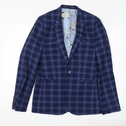 ASOS Men's Blue Check Blazer, Size 38R, Formal Super Skinny Fit