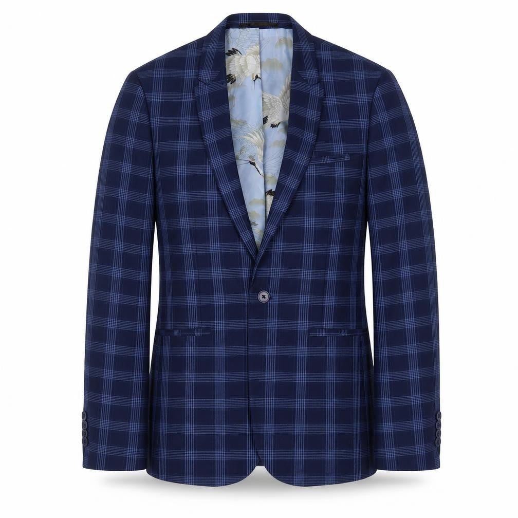 ASOS Men's Blue Check Blazer, Size 38R, Formal Super Skinny Fit