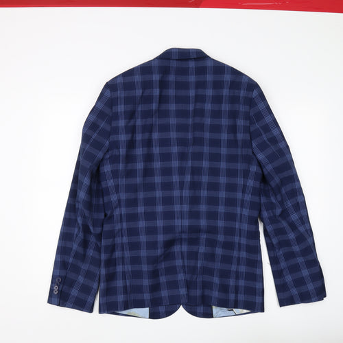 ASOS Men's Blue Check Blazer, Size 38R, Formal Super Skinny Fit