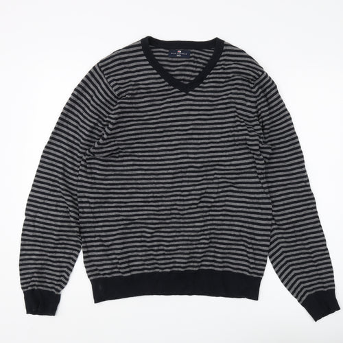 Marks and Spencer Men's Black Striped Pullover Jumper - M