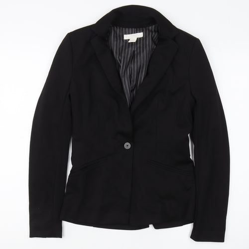 H&M Women's Black Blazer, Size 8, Pinstripe, Regular Fit