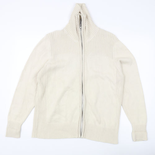 Marks and Spencer Ivory Full Zip Cotton Jumper UK 22
