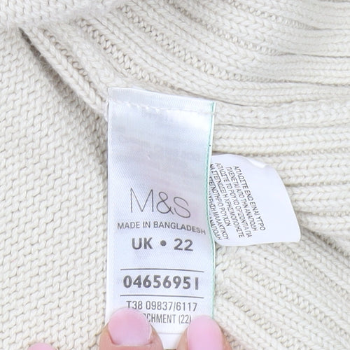 Marks and Spencer Ivory Full Zip Cotton Jumper UK 22