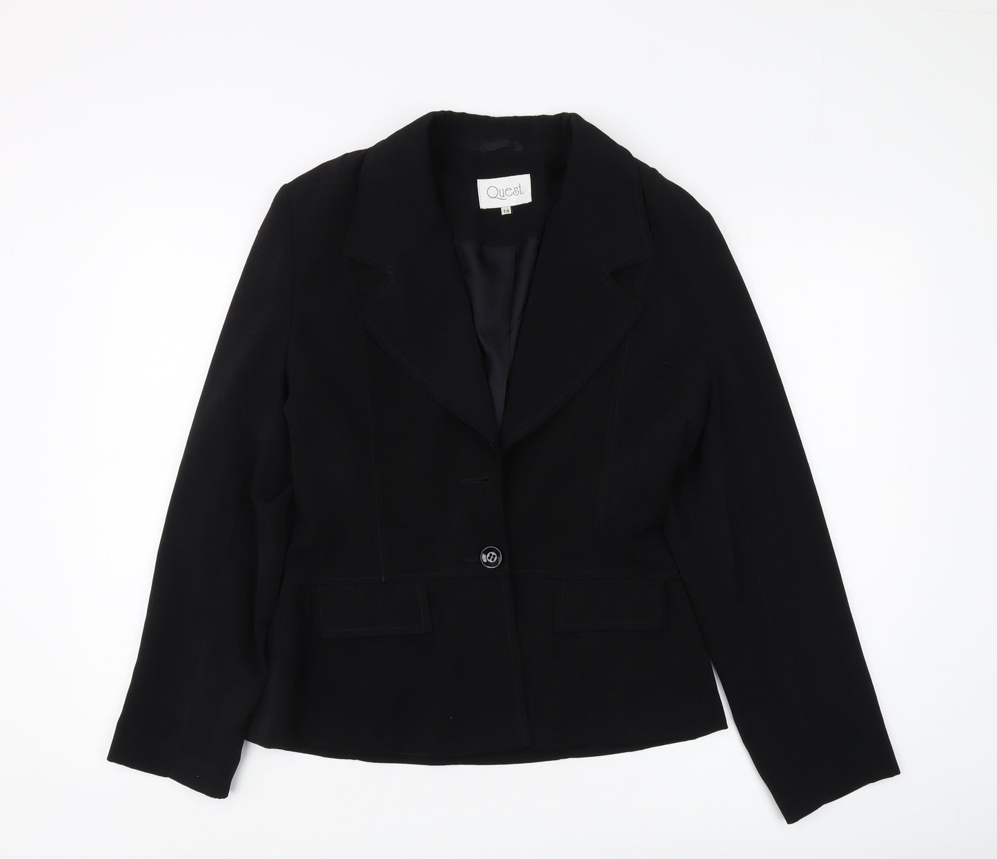 Quest Women's Black Regular Fit Suit Jacket 14