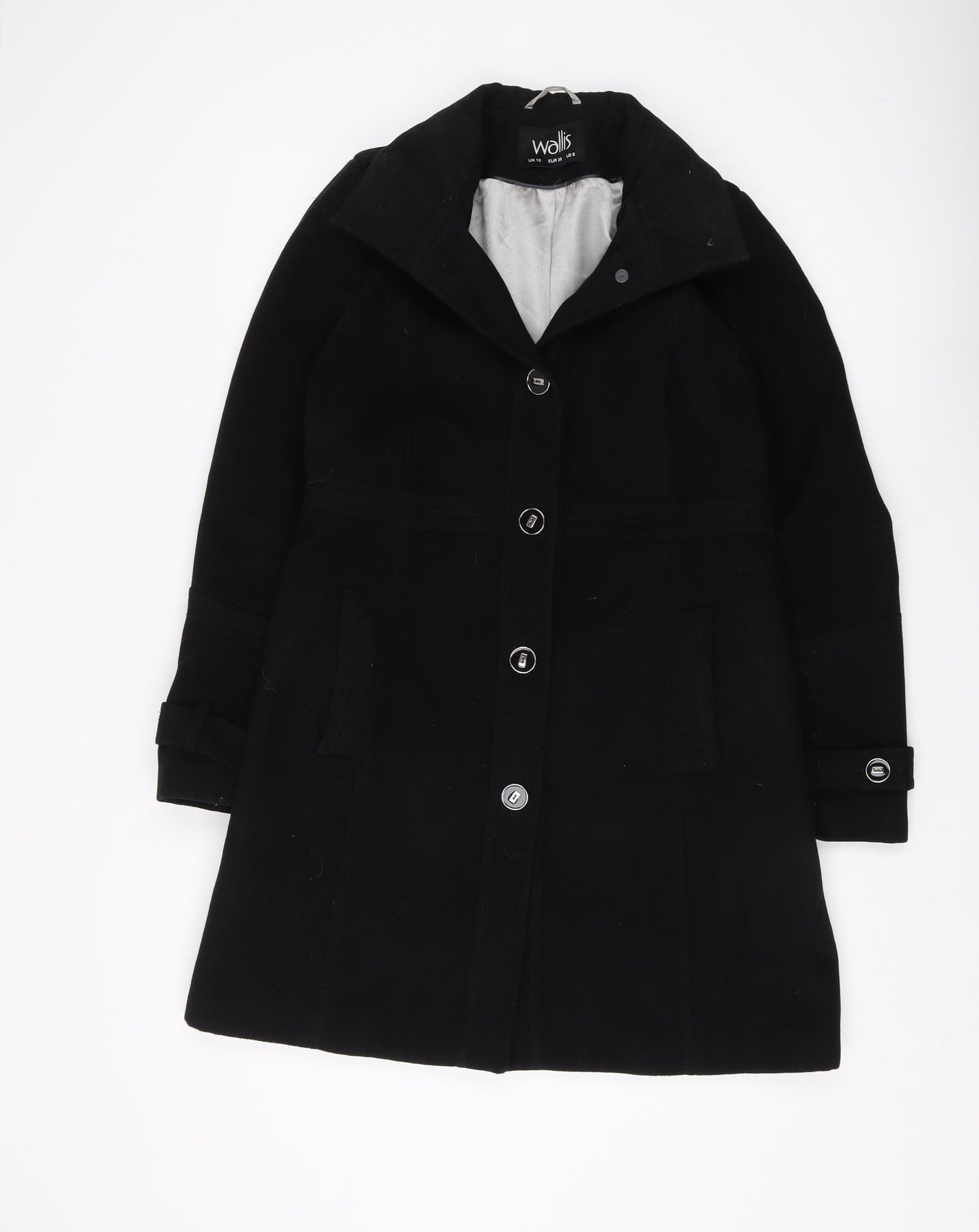 Wallis Black Women's Mid-Length Overcoat Size 10