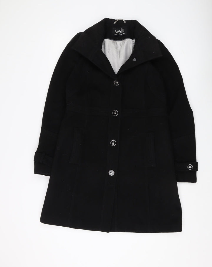 Wallis Black Women's Mid-Length Overcoat Size 10