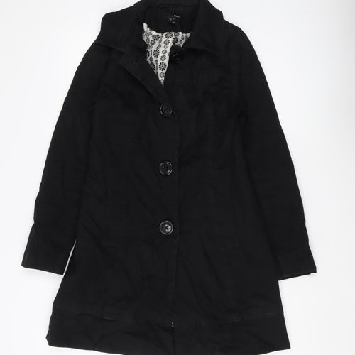 H&M Women's Black Mid-Length Overcoat Size 10