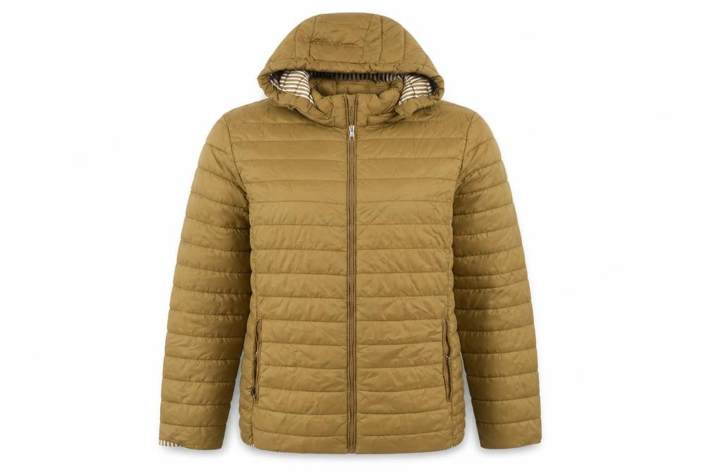 Front view of Melya Melody Women's Brown XL Puffer Jacket