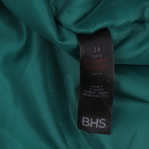 BHS Women's Green Parka Jacket Size 14