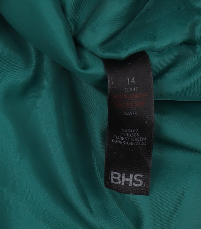 BHS Women's Green Parka Jacket Size 14