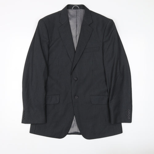 Burton Men's Black Striped Blazer Size 38 Slim Fit