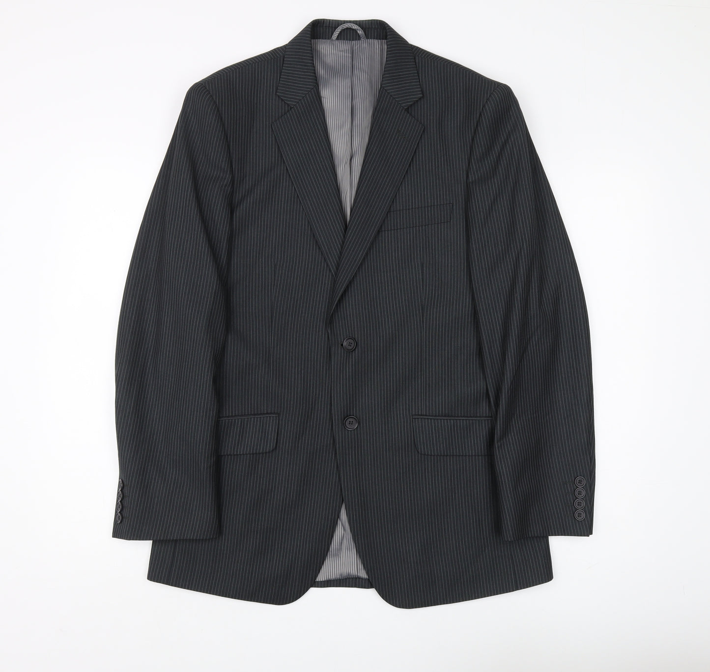 Burton Men's Black Striped Blazer Size 38 Slim Fit