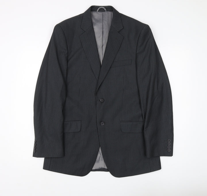 Burton Men's Black Striped Blazer Size 38 Slim Fit