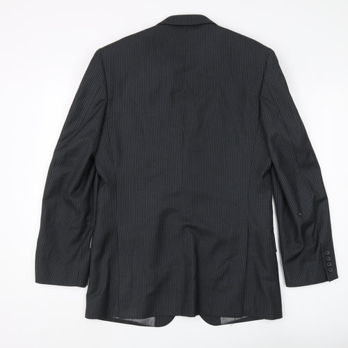 Burton Men's Black Striped Blazer Size 38 Slim Fit