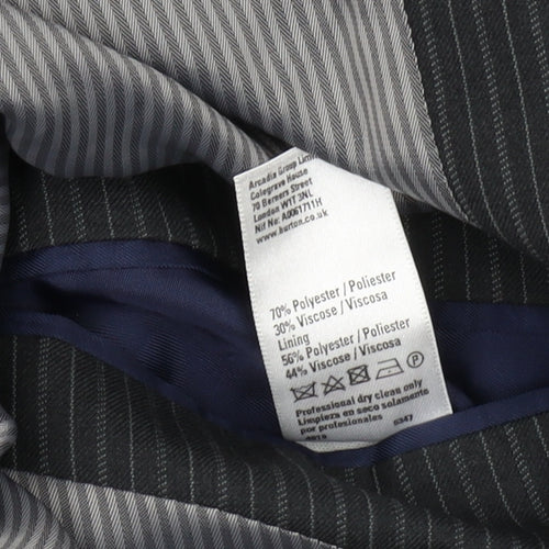 Burton Men's Black Striped Blazer Size 38 Slim Fit