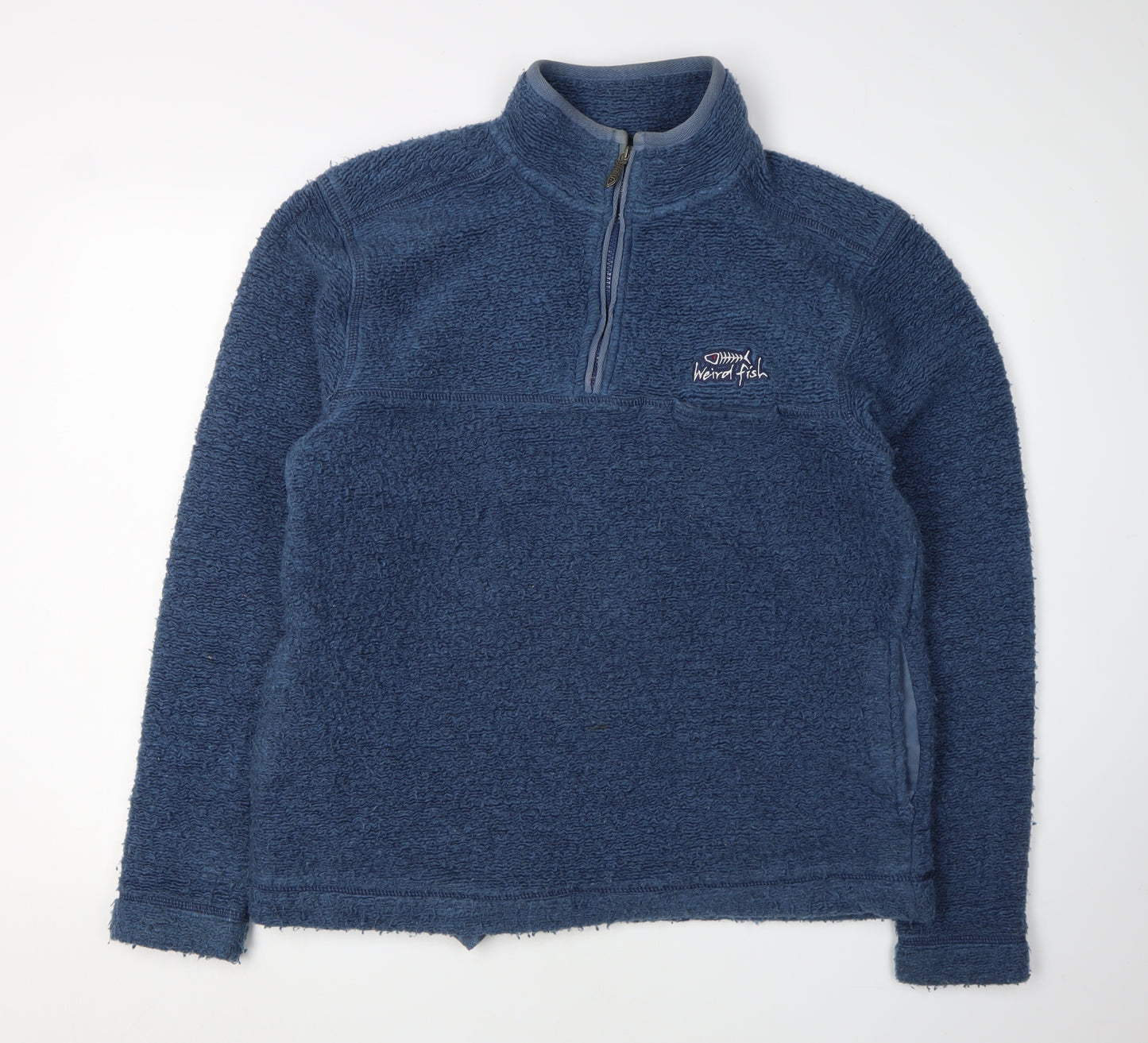 Weird Fish Men's Blue 1/4 Zip Fleece Sweatshirt - Size S