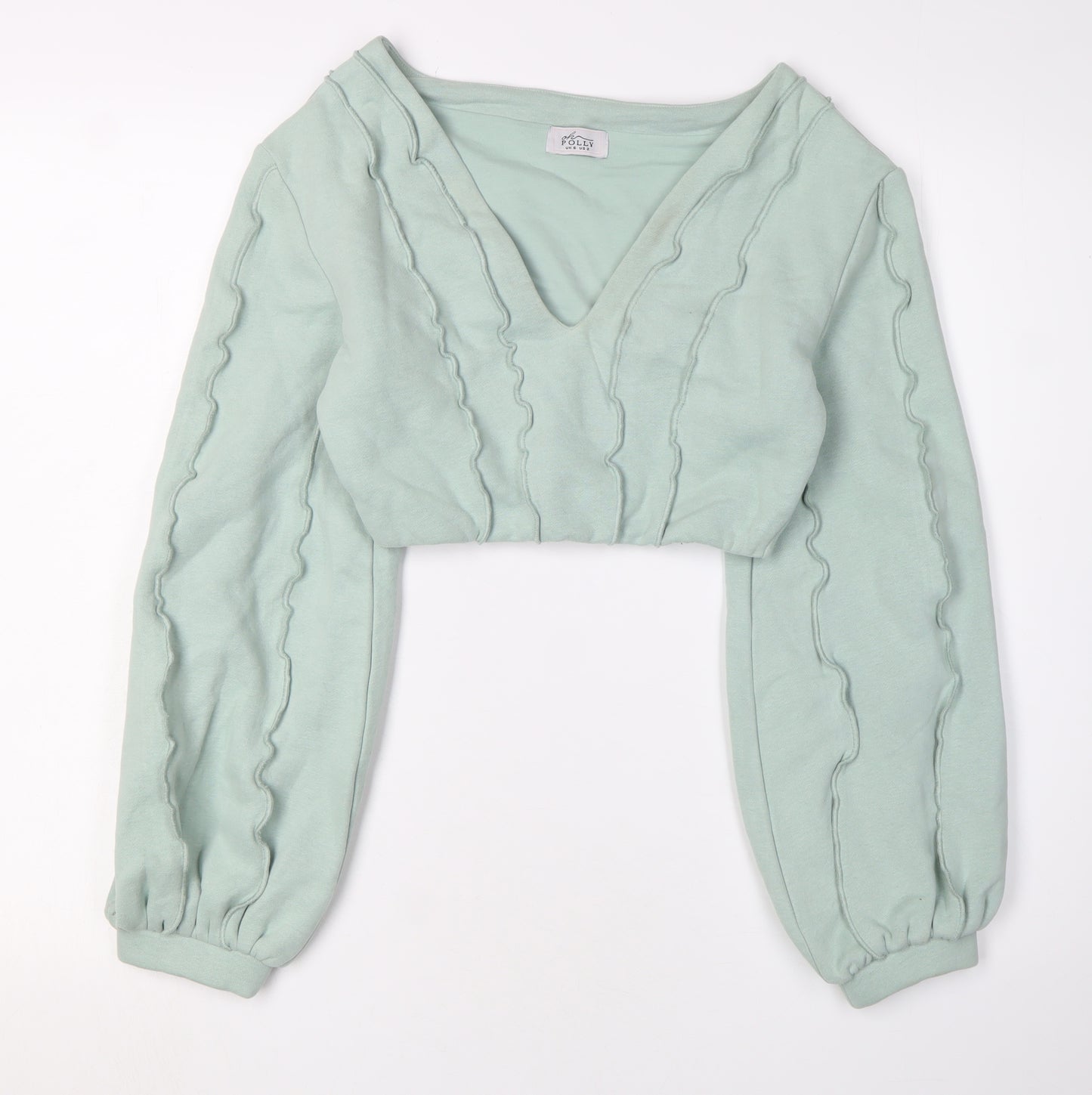 Oh Polly Women's Green V-Neck Pullover Sweatshirt