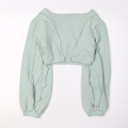 Oh Polly Women's Green V-Neck Pullover Sweatshirt