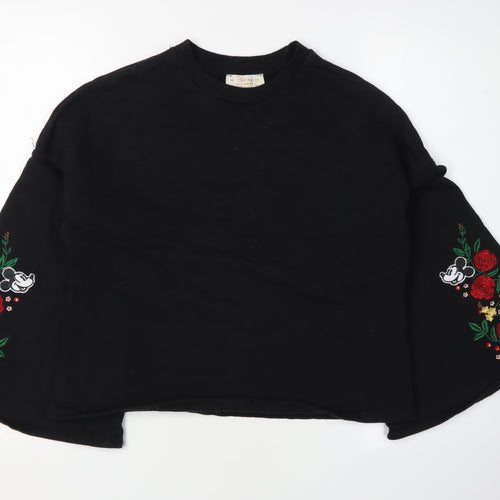 Disney Women’s Black Embroidered Pullover Sweatshirt, S
