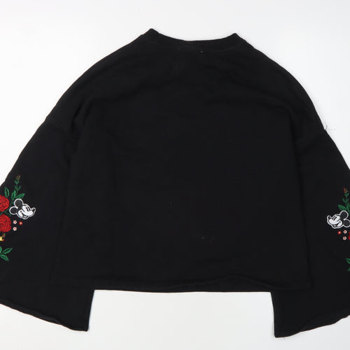 Disney Women’s Black Embroidered Pullover Sweatshirt, S