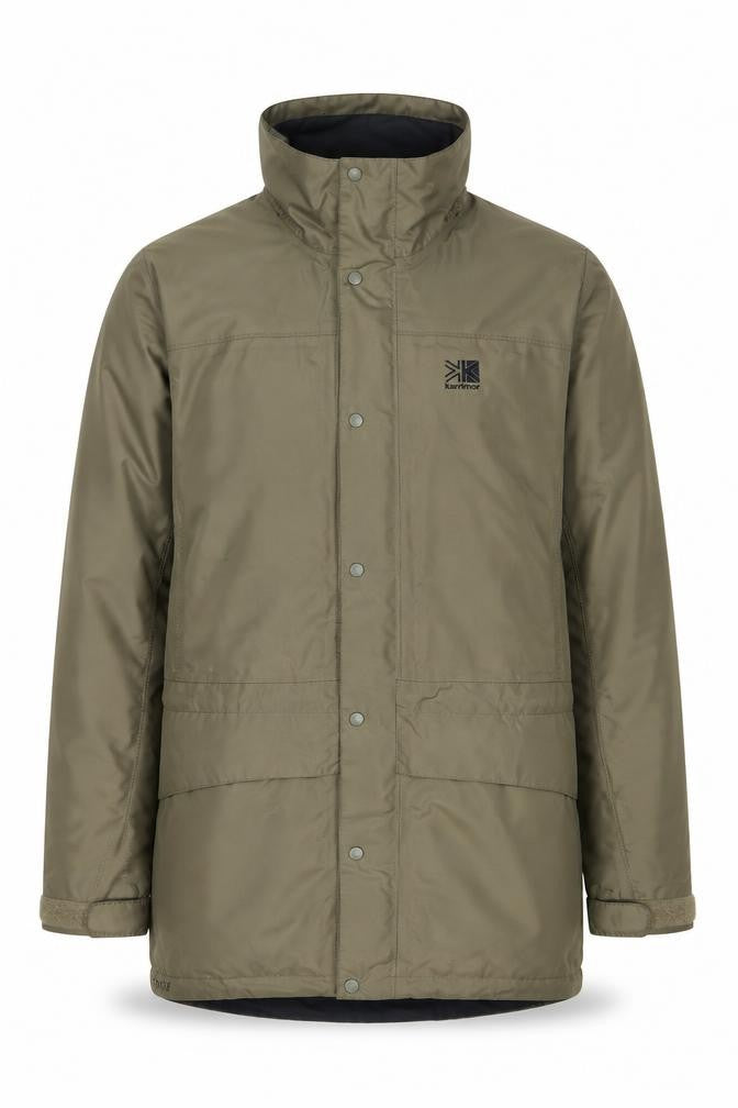 Front view of Karrimor Men's Green Parka Jacket, size S, - Outdoor Lined