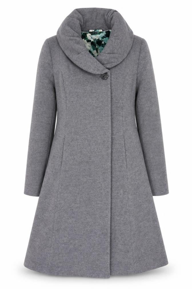 Front view of Betty Jackson Black Women's Grey Overcoat, size 12