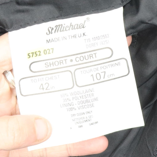 St Michael Men's Grey Double-Breasted Blazer 42S