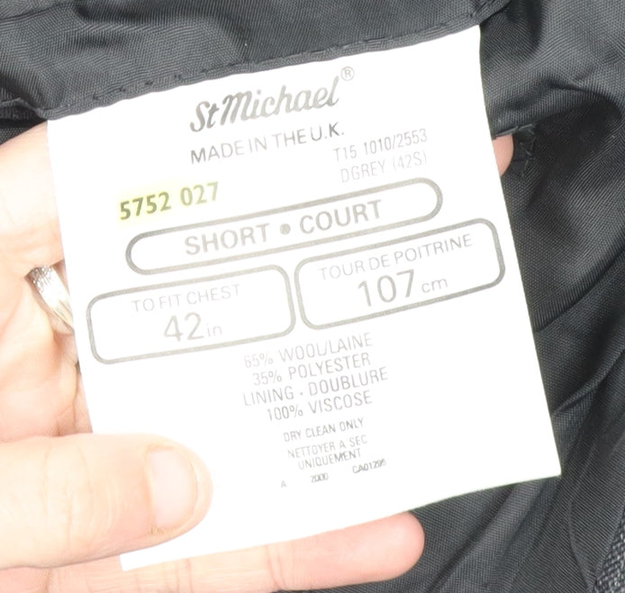 St Michael Men's Grey Double-Breasted Blazer 42S