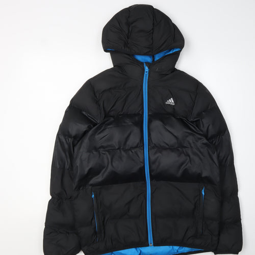 Adidas Boys Black Puffer Jacket 13-14 Years Winter Hooded