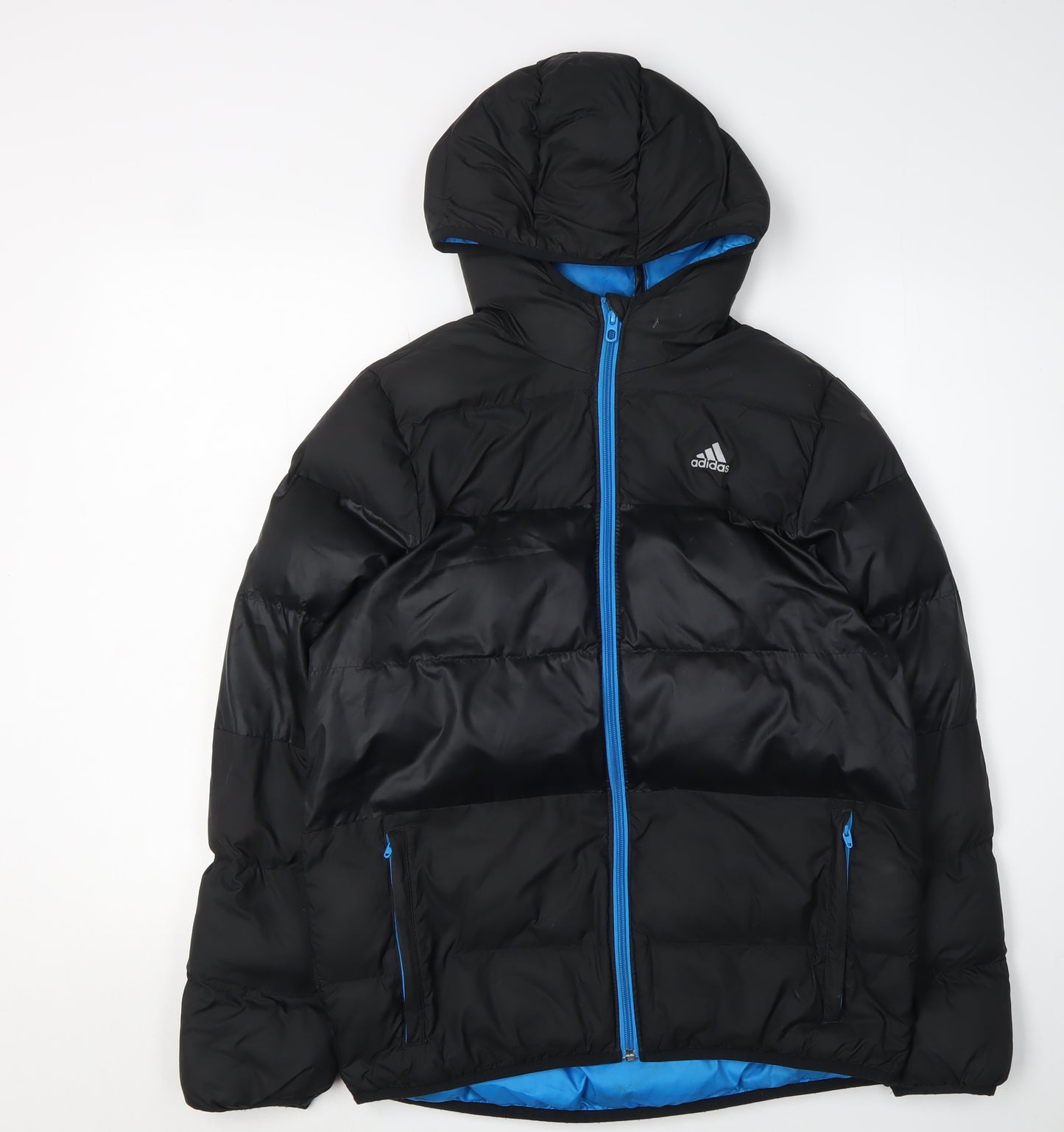 Adidas Boys Black Puffer Jacket 13-14 Years Winter Hooded