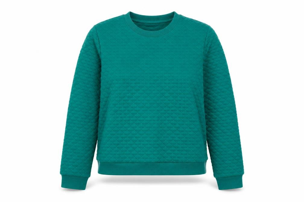 Front view of Louche Women's Green Pullover Sweatshirt, size S