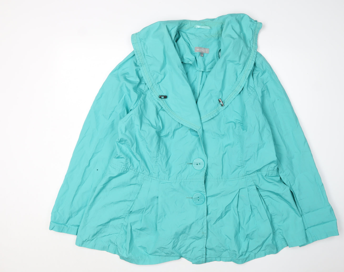 Per Una Women's Green Cotton Jacket, Size 20, Casual Style