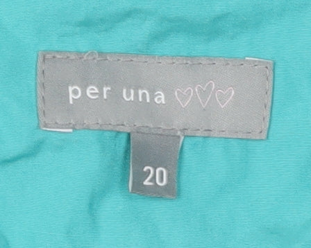 Per Una Women's Green Cotton Jacket, Size 20, Casual Style