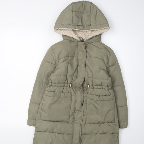 Zara Girls Green Puffer Jacket - Size 9 Years - Autumn Winter Style
