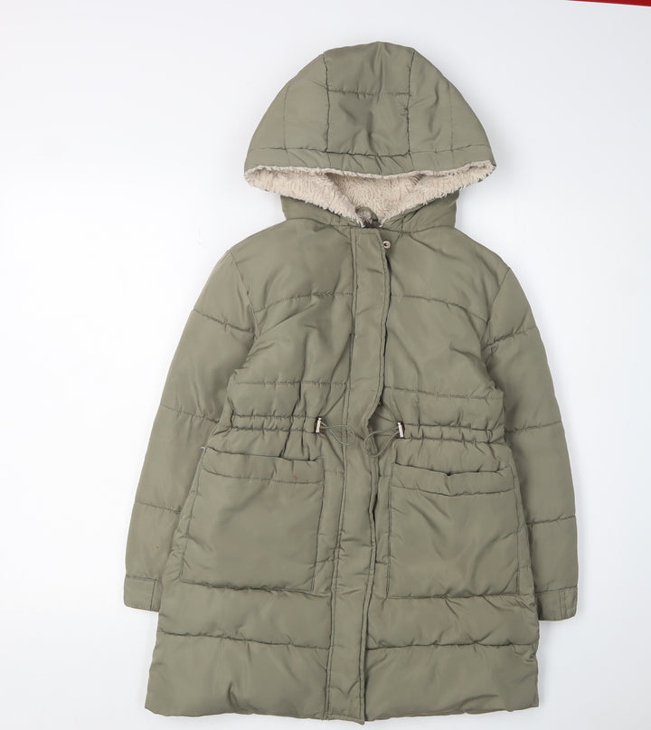 Zara Girls Green Puffer Jacket - Size 9 Years - Autumn Winter Style