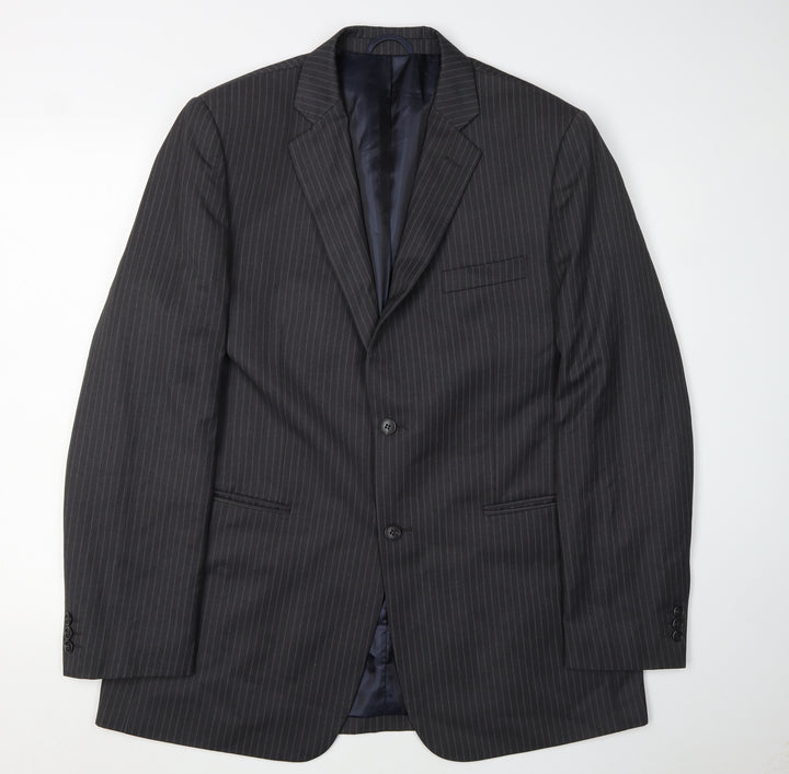 BHS Men's Grey Stripe Blazer 42L, Classic Formal Style