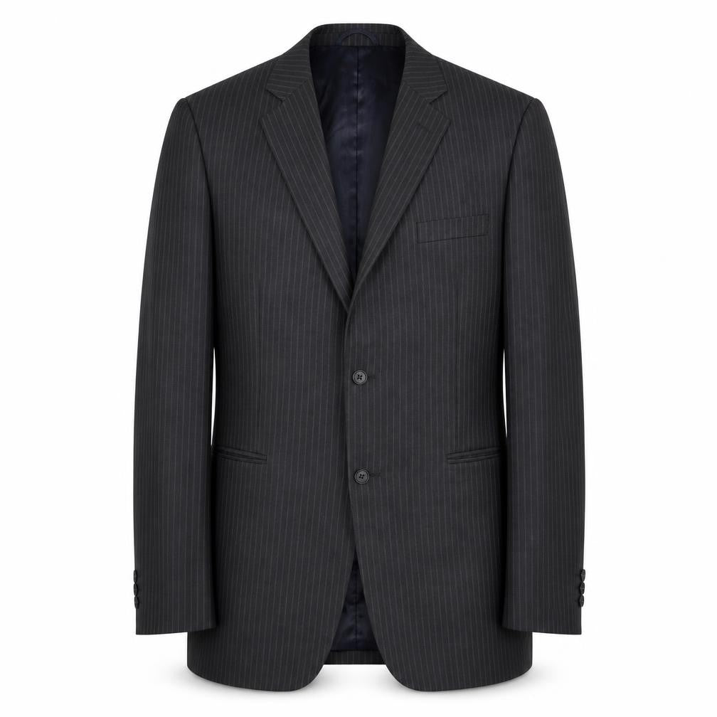 Front view of BHS Men's Grey Stripe Blazer 42L, Classic Formal Style