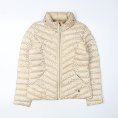 Next Women Beige Puffer Jacket Size 8 Casual Warm