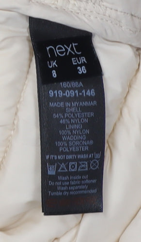 Next Women Beige Puffer Jacket Size 8 Casual Warm