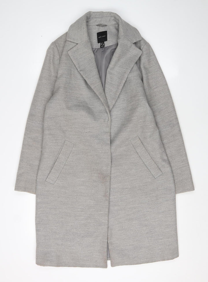 New Look Women's Grey Overcoat, Size 8, Classic Style