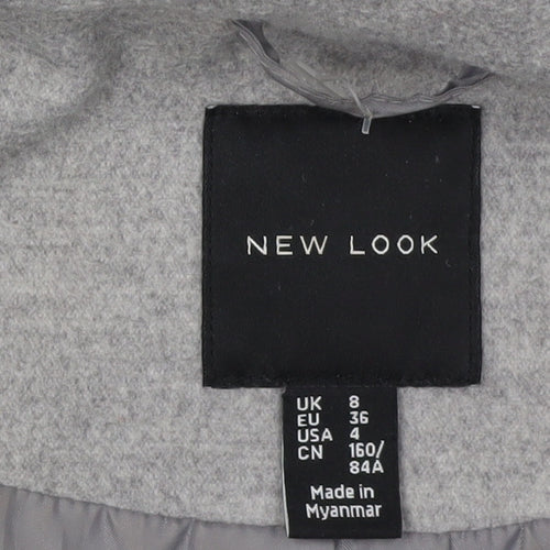 New Look Women's Grey Overcoat, Size 8, Classic Style