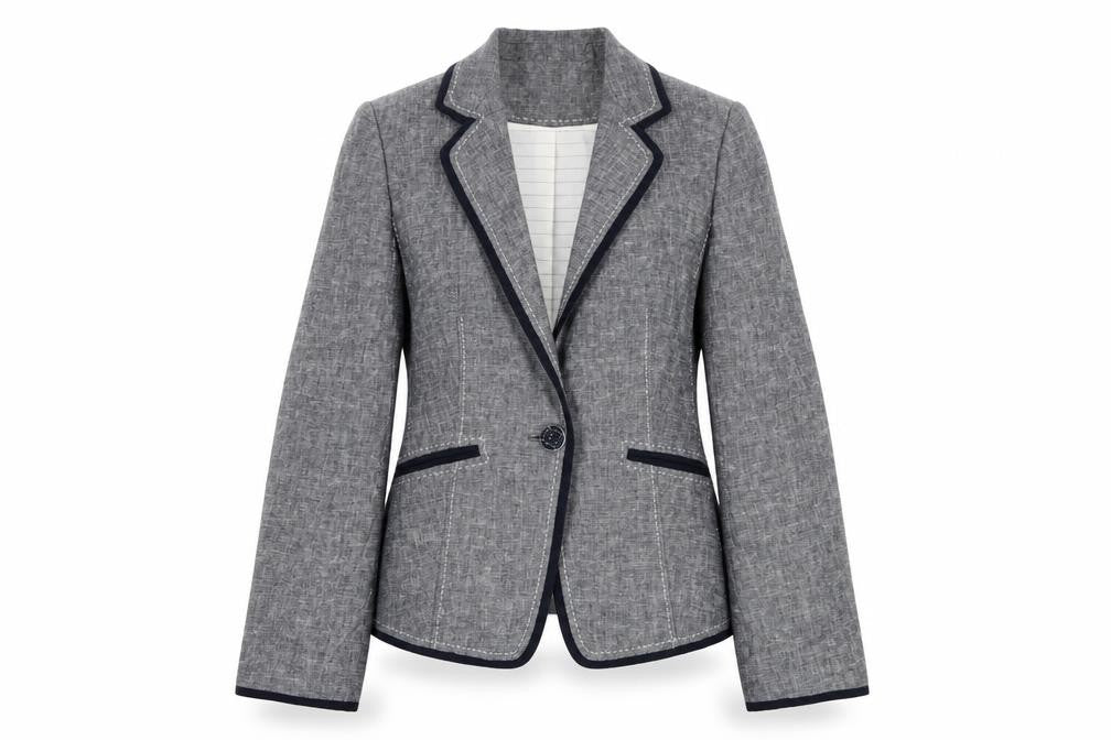 Front view of Marks & Spencer Women's Grey Linen Blazer, size 12