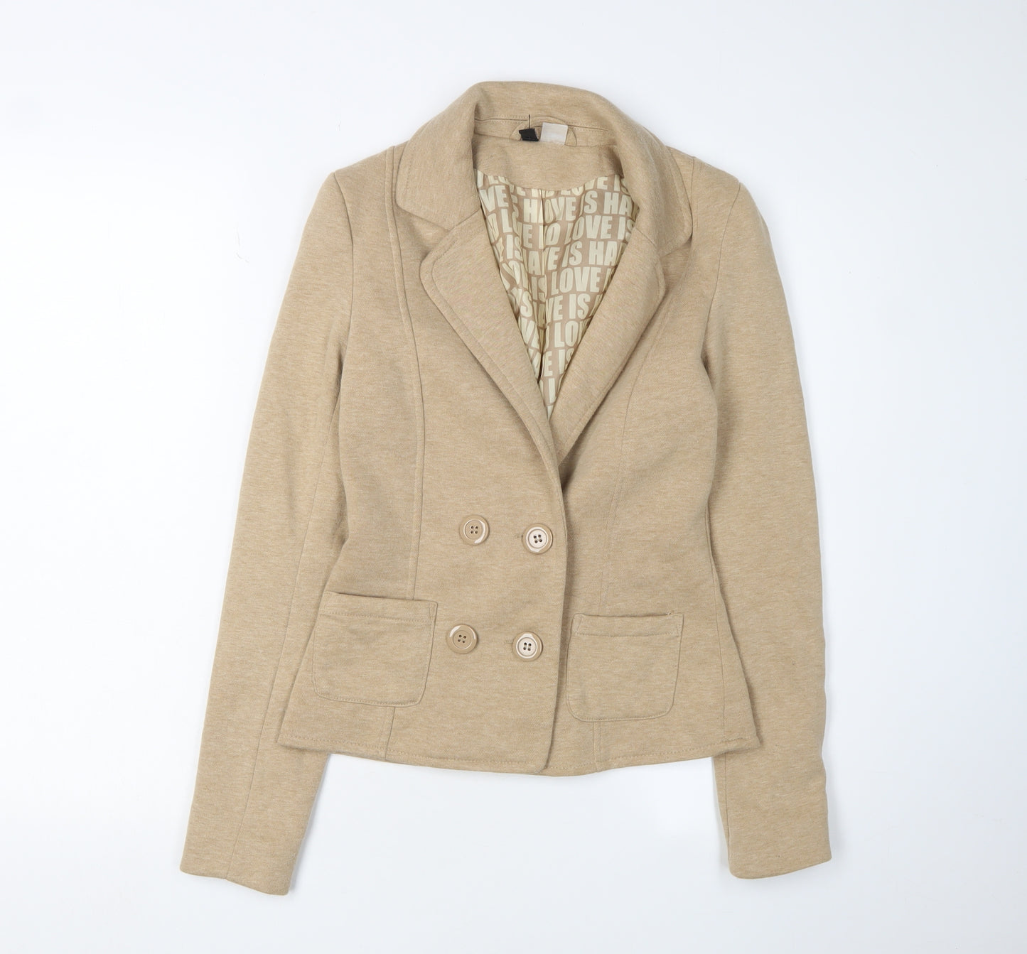 H&M Women's Beige Suit Jacket Size 6 - Casual Workwear Essential